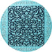 Round Persian Light Blue Traditional Rug, tr3471lblu