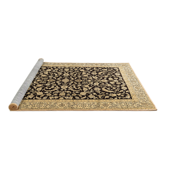 Sideview of Machine Washable Persian Brown Traditional Rug, wshtr3471brn