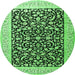 Square Persian Green Traditional Rug, tr3471grn