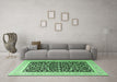 Machine Washable Persian Emerald Green Traditional Area Rugs in a Living Room,, wshtr3471emgrn