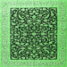 Round Machine Washable Persian Green Traditional Area Rugs, wshtr3471grn