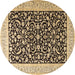 Round Machine Washable Persian Brown Traditional Rug, wshtr3471brn