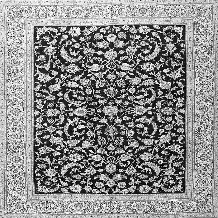 Round Machine Washable Persian Gray Traditional Rug, wshtr3471gry