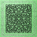 Square Machine Washable Persian Emerald Green Traditional Area Rugs, wshtr3471emgrn