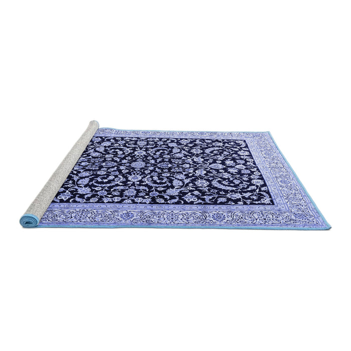 Sideview of Machine Washable Persian Blue Traditional Rug, wshtr3471blu