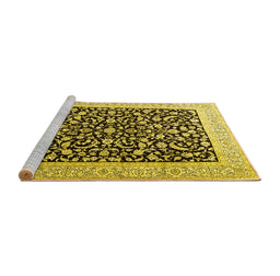 Sideview of Machine Washable Persian Yellow Traditional Rug, wshtr3471yw