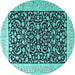 Round Persian Turquoise Traditional Rug, tr3471turq