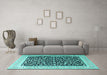 Machine Washable Persian Turquoise Traditional Area Rugs in a Living Room,, wshtr3471turq