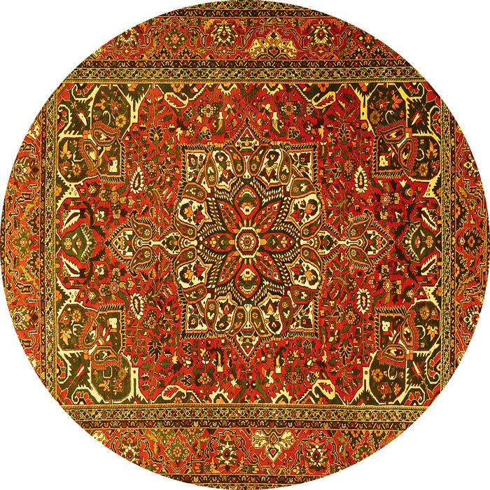 Round Persian Yellow Traditional Rug, tr3472yw