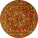 Round Persian Yellow Traditional Rug, tr3472yw