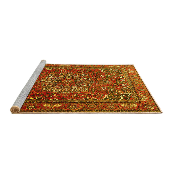 Sideview of Machine Washable Persian Yellow Traditional Rug, wshtr3472yw