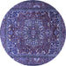 Round Machine Washable Persian Blue Traditional Rug, wshtr3472blu