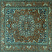 Square Persian Turquoise Traditional Rug, tr3472turq