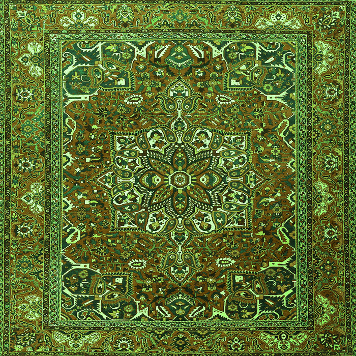 Round Machine Washable Persian Green Traditional Area Rugs, wshtr3472grn