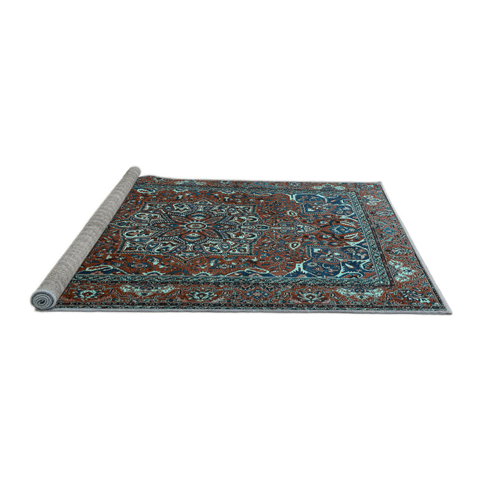 Sideview of Machine Washable Persian Light Blue Traditional Rug, wshtr3472lblu