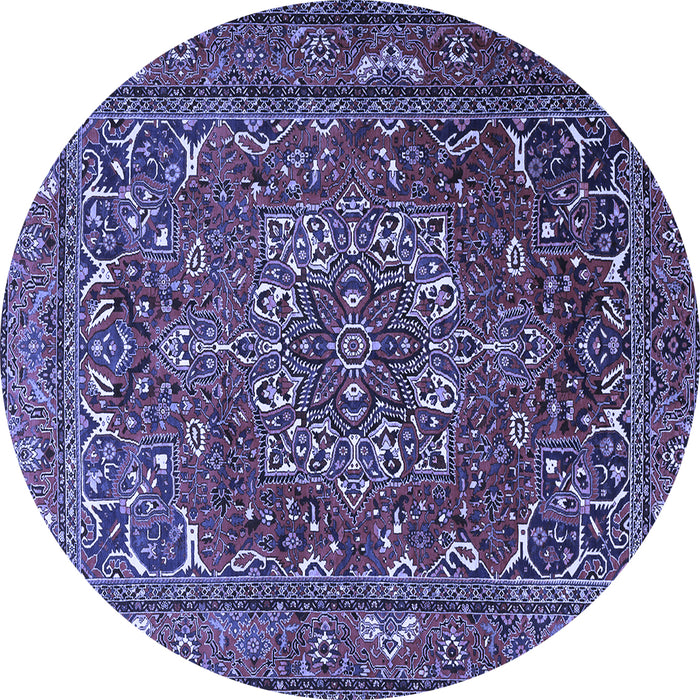 Round Persian Blue Traditional Rug, tr3472blu