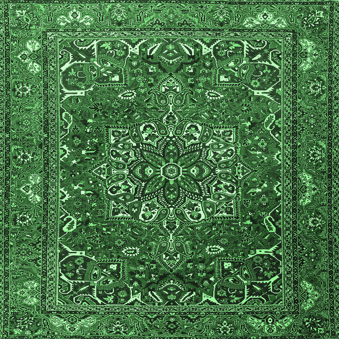 Square Persian Emerald Green Traditional Rug, tr3472emgrn