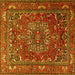 Square Machine Washable Persian Yellow Traditional Rug, wshtr3472yw