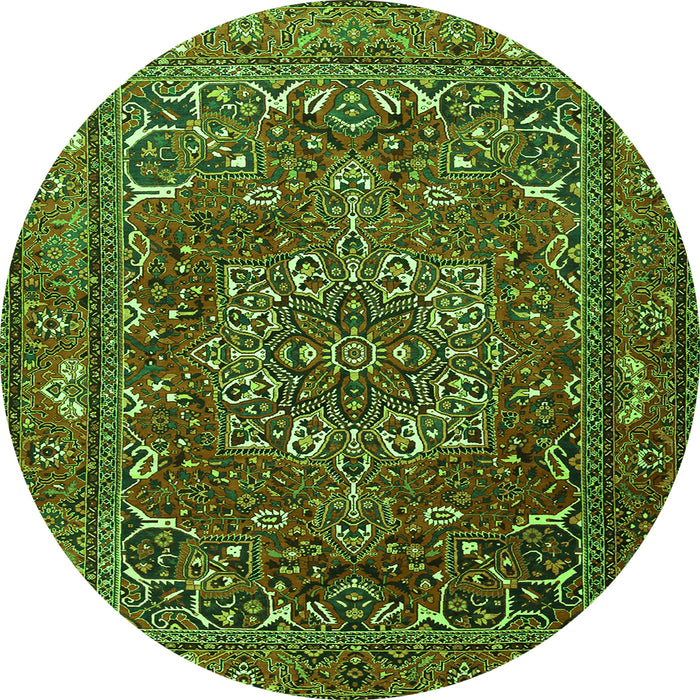 Square Persian Green Traditional Rug, tr3472grn