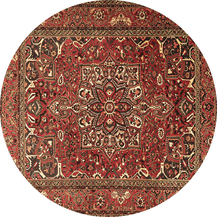 Round Machine Washable Persian Brown Traditional Rug, wshtr3472brn