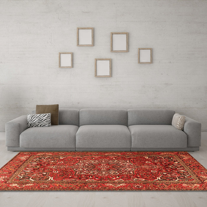 Machine Washable Persian Orange Traditional Area Rugs in a Living Room, wshtr3472org