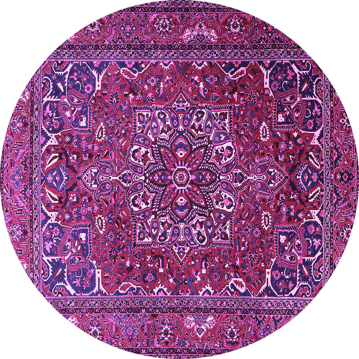Round Machine Washable Persian Purple Traditional Area Rugs, wshtr3472pur