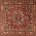 Square Machine Washable Persian Brown Traditional Rug, wshtr3472brn