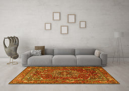 Machine Washable Persian Yellow Traditional Rug in a Living Room, wshtr3472yw