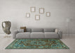 Machine Washable Persian Turquoise Traditional Area Rugs in a Living Room,, wshtr3472turq