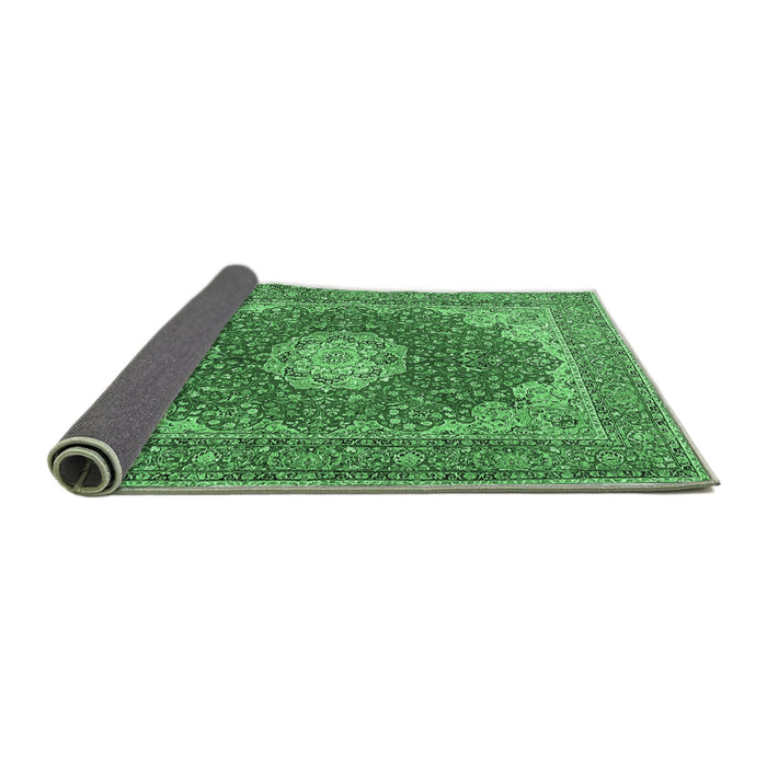 Sideview of Medallion Emerald Green Traditional Rug, tr3473emgrn