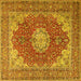 Square Medallion Yellow Traditional Rug, tr3473yw