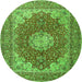 Machine Washable Medallion Green Traditional Area Rugs, wshtr3473grn