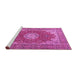 Sideview of Machine Washable Medallion Pink Traditional Rug, wshtr3473pnk