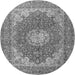 Machine Washable Medallion Gray Traditional Rug, wshtr3473gry