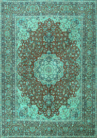 Medallion Turquoise Traditional Rug, tr3473turq