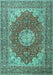 Medallion Turquoise Traditional Rug, tr3473turq