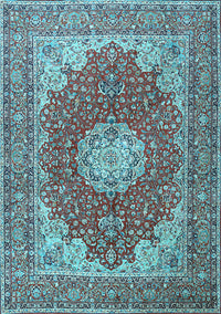 Medallion Light Blue Traditional Rug, tr3473lblu