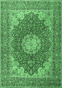 Medallion Emerald Green Traditional Rug, tr3473emgrn