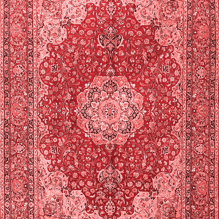 Machine Washable Medallion Red Traditional Rug, wshtr3473red