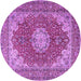 Round Medallion Purple Traditional Rug, tr3473pur