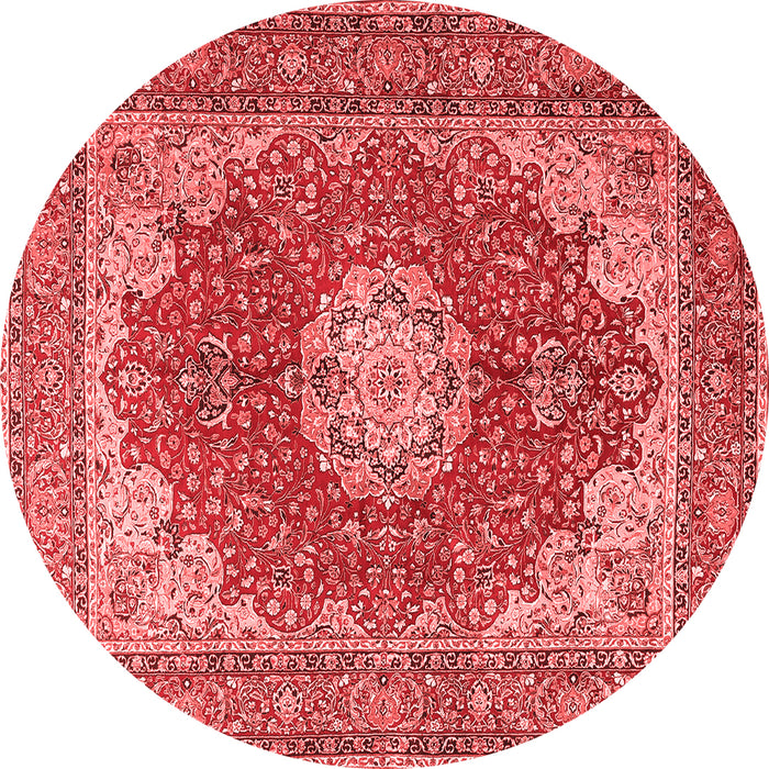 Machine Washable Medallion Red Traditional Rug, wshtr3473red