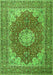 Serging Thickness of Machine Washable Medallion Green Traditional Area Rugs, wshtr3473grn