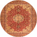 Square Medallion Orange Traditional Rug, tr3473org