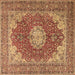 Square Medallion Brown Traditional Rug, tr3473brn