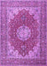 Machine Washable Medallion Purple Traditional Area Rugs, wshtr3473pur