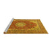 Sideview of Machine Washable Medallion Yellow Traditional Rug, wshtr3473yw