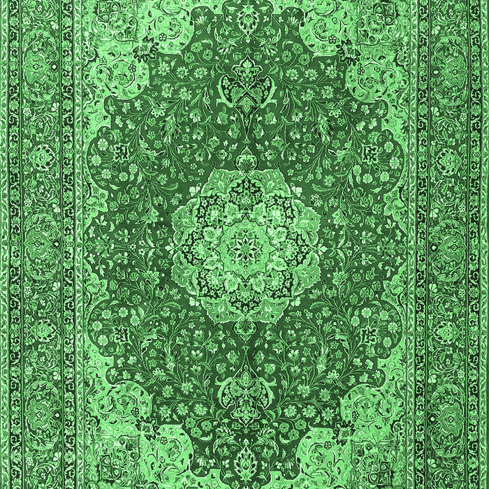 Machine Washable Medallion Emerald Green Traditional Area Rugs, wshtr3473emgrn