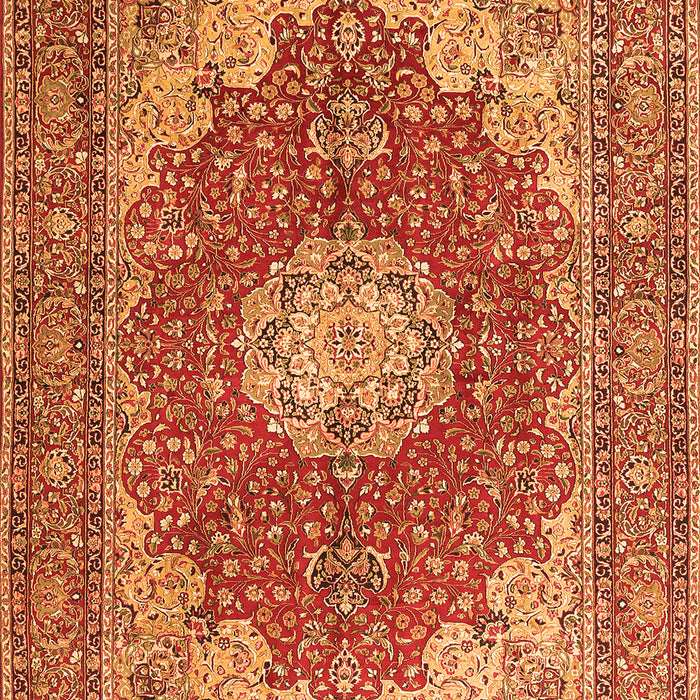 Serging Thickness of Machine Washable Medallion Orange Traditional Area Rugs, wshtr3473org