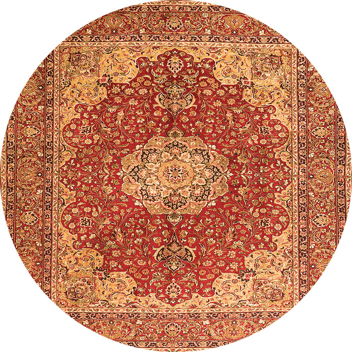 Machine Washable Medallion Orange Traditional Area Rugs, wshtr3473org