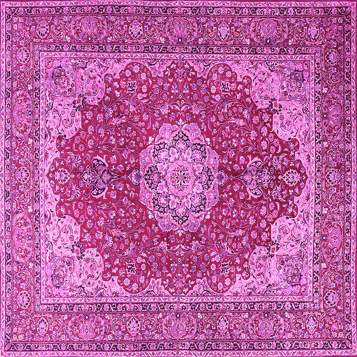 Square Machine Washable Medallion Pink Traditional Rug, wshtr3473pnk